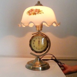 European Table Lamp with clock Creative white glass shade metal bracket bedroom bedside lamp living room deco desk lamp