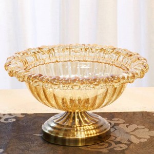 European Style Living Room Crystal Glass Fruit Bowl Home Soft Decoration Fruit Plate Creative Decoration