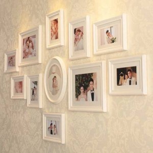 European-style wood frame photo wall frame wall creative combination of stylish home decor Wedding decoration