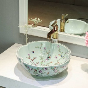 Flowers And Birds Europe style Lavabo Washbasin Artistic Bathroom Sink hand painted ceramic wash basin bathroom sink