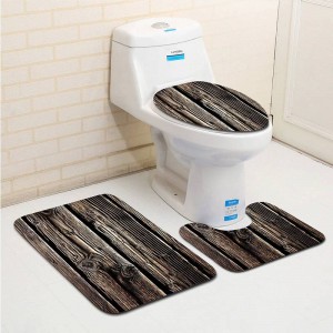  3pcs Classc Banyo Wood Grain Bathroom Carpet Toilet U Type Bath Mat Set Non Slip Tapis Salle De Bain Alfombra Bano