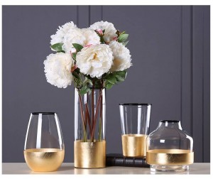 Gold Vase Storage Cup Glass Vase Home Desktop Decor Vase On Promotion