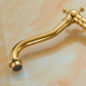 Golden Kitchen Faucets Swivel Brass Bathroom Faucet Sink Basin Mixer Tap 9056G