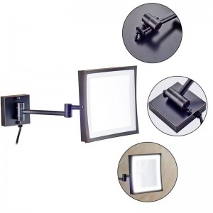  Hotel 360 Swivel Makeup Mirror with 50 led Lights and 3X Magnifying Glass Square Mirror with Double Folding Mirror Arms
