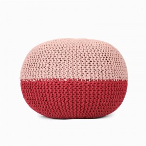 Hand-Knitted Ottoman Pouf Comfortable Footrest & Stool Hand Knit Floor Footstool Pouf for Living Room, Bedroom and Under Desk