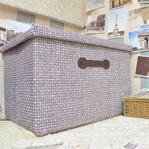 Handmade straw collapsible storage box large cloth covered storage box drawer sorting clothes Toys Storage basket 51cm*48cm*31cm