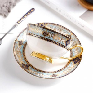 High-grade Bone Coffee Cup Hand-painted Gold-rimmed European Cup Saucer Set English Flower Tea Afternoon Tea Cup Gifts