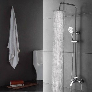 High Quality Ultra-thin top Shower Set Faucet Wall Mounted Chrome Single Handle Ceramic Brass Cold and Hot Mixer Tap XT320