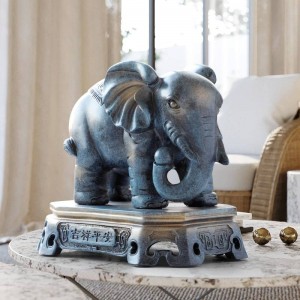 Home Decoration accessories lucky elephant couple figurine resin statue ornaments for living room office tabletop for gift