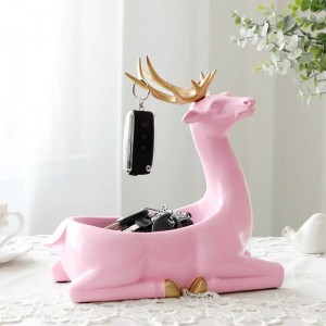 Home Decoration accessories modern for home Desktop key phone storage box for living room ornaments resin Deer Figurines Gifts
