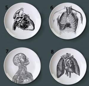 Human Body Structure Decorative Plate Artistic Ceramic Dish Craft White and Black Painting Plate for Home Decoration Study Dish