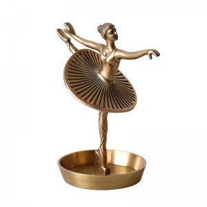  InsFashion creative ballet girl modeling handmade brass jewelry display tray for delicate home decor and girl gifts