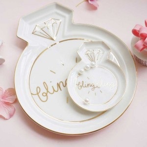  InsFashion creative wings star and bows shaped ceramic jewelry dish for bridesmaid and mother's day gift sets