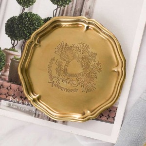  InsFashion high-end round handmade multiple use 6pcs brass tray set for luxury european american style home decor