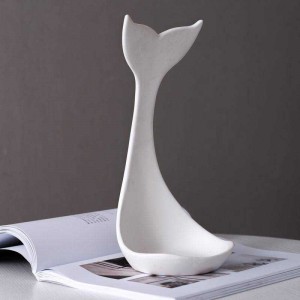  InsFashion high-end white whale's tail ceramic necklace and ring storage dish for nordic style home decor
