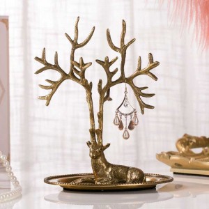  InsFashion royal european style handmade brass milu deer jewelry tray for dresser storage and decorative ornaments