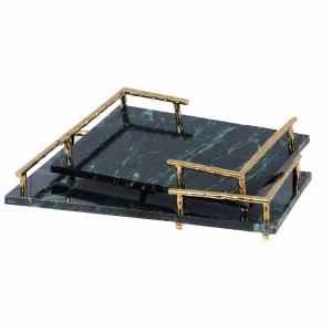  InsFashion super luxury natural marble serving tray and ornaments sets for five-star restaurant decor