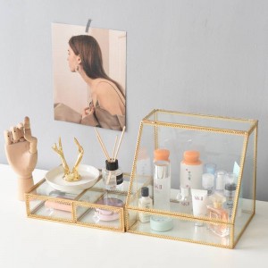Jewelry Box European Bedroom Glass Cosmetics Dressing Table Skin Care Products Desktop Finishing Dust Flip Storage Box
