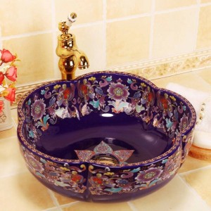  Ceramic Art Bowl Washroom Washbasin Balcony Wash Basin bathroom sinks vessel flower shape