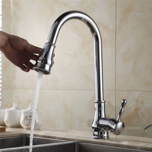 Kitchen Faucets Modern Pull Out Kitchen Sink Faucet Hot and Cold Chrome Finish Swivel Mixer Tap in the Kitchen Crane 7117L
