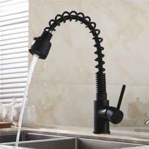 Kitchen Faucets Pull Out Black Crane Sink Swivel Faucet Mixer Tap 2-Function Water Outlet Cold Hot Griferia De Cocina 7112RD