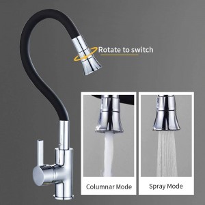 Kitchen sink Faucet with Chrome color Silica Gel Nose Cold and Hot Water Mixer tap Torneira Cozinha Single Handle Tap 866019L