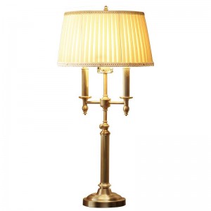  Nordic European Copper LED Table Lamp for Bedroom American Cloth Lampshade Study Bedside Golden Table Light Fixtures