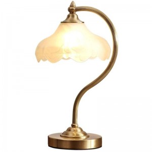  nordic european copper led table lamp for bedroom American glass lampshade study bedside golden table light fixtures