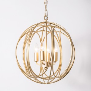 Luxurious Modern Chic Gold Sphere 4-Light Iron Orb Chain Suspended Chandelier