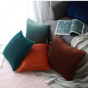 Luxury Velvet Cushion Cover Striped 3D Pleated Decorative Pillows Case Almofadas Cojines Sofa Model Room Essential Car Covers