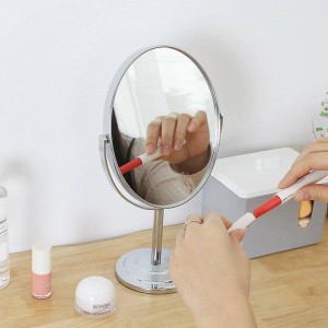Makeup mirror desktop round oval table mirror simple ladies household metal double-sided vanity mirror wx8281449