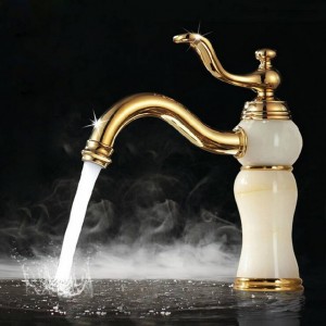 Marble faucet basin hot and cold basin jade taps full copper Golden lavatory faucet marble stone gold basin faucet XT607