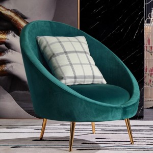 Mid Century Modern Green Velvet Upholstered Armchair Barrel Chair