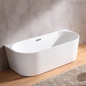 Modern 67" Acrylic Free Standing Gloss White Soaking Bathtub with Internal Drain & Overflow