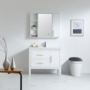 Modern Blue / White 40" Single Sink Bathroom Vanity with Sink & Drawers Medicine Cabinet Included