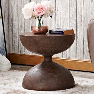 Modern Creative Round Drum Side Table Hourglass Accent Table in Multi Color Fiberglass