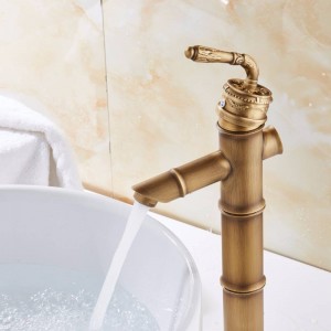 Modern Design Bamboo Antique Brass Faucet Fshion Basin Faucets Bathroom Mixer Vintage Bathroom Sink Faucet XT937