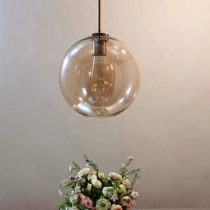 Modern glass pendant lamp blue amber brown glass ball creative hanging lights for dining room kitchen bedroom lighting fixture