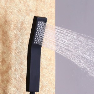 Modern Matte Black Square Handheld Shower Hand Shower Head Solid Brass