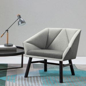 Modern Minimalist Gray Fabric Upholstered Accent Chair Geometric Armchair
