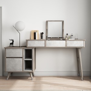 Modern Nordic Small/Large Makeup Vanity Table & Side Storage Vanity with Flip Top Mirror & Storage Cabinet in Gray