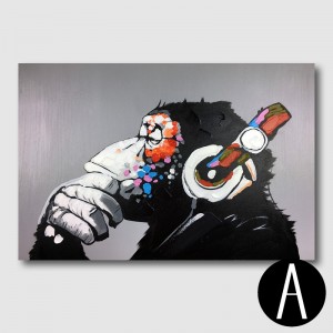 Modern Single Panel Gorilla Hand-painted Decorative Wall Canvas Art for Kids Room