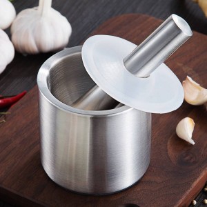Multifunctional Manual Garlic Crusher Stainless Steel Mortar With Pestle Herbal Spices Pepper Ginger Kitchen Grinding Machine