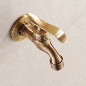 NEW Flower Carved Antique Brass Washing Machine Faucet Single Handle Mixer Tap Garden faucet Promotion HJ-8662F