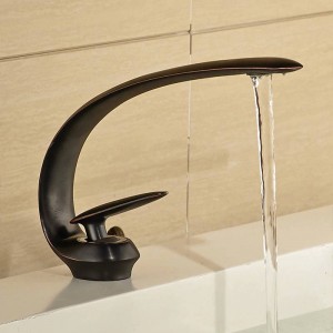 New Unique Design Deck Mount Full Brass Bathroom Basin Faucet Single Handle Mixer Taps Chrome Finish/Black/Brush Nickel LH-17000