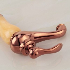 Newly Euro Beauty Style Brass Material Rose Golden Plated Marble Stone Basin Mixer Taps Deck Mounted Sink Crane XT605