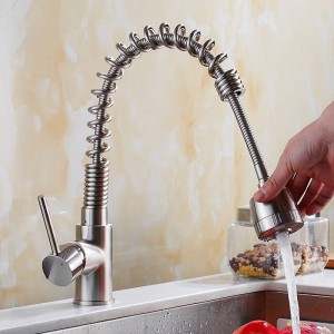 Nickel Brushed Pull Out faucets Kitchen Sink faucet bathroom basin mixer tap faucet 2 Function Spring&Stream Crane KL8052