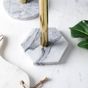 Nordic estilo de mármol Natural chapado en oro papel de cocina toalla titular Escritorio de estante de almacenamiento