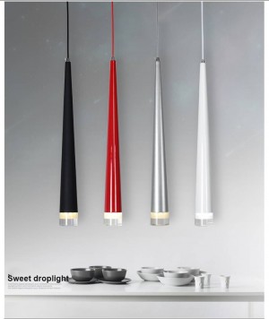 Nordic Led modern simple pendant light creative bar restaurant hotel coffee tube cylindrical cone black single head drolight