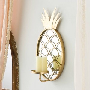 Nordic Luxury Decorative Glass Mirror Decoration Home Decoration Pineapple Wall Hanging Candlestick